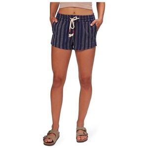 SUNDRY 100%‎ Cotton Striped Drawstring Shorts Womens Size L / 3 Navy Boho Casual